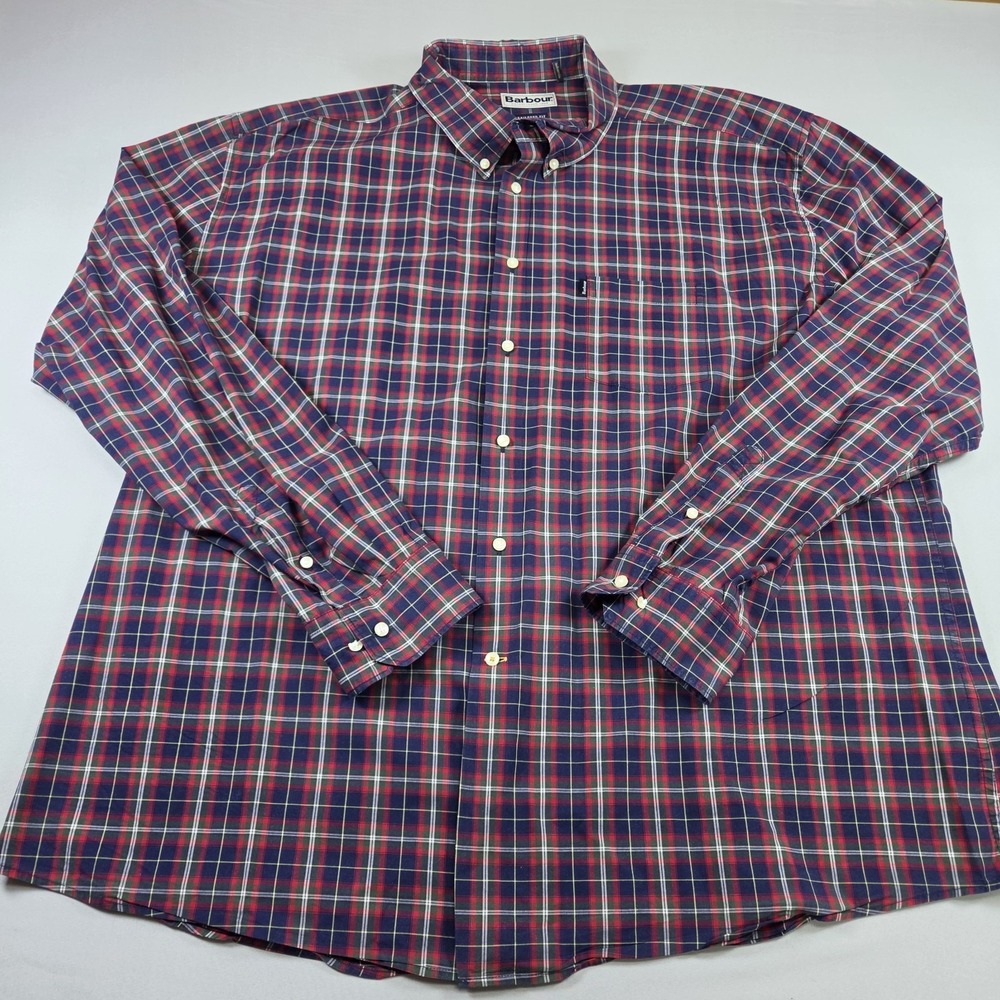 Barbour Stapleton Men's Shirt 2XL Tailored Fit Tartan Plaid Preppy Classic
